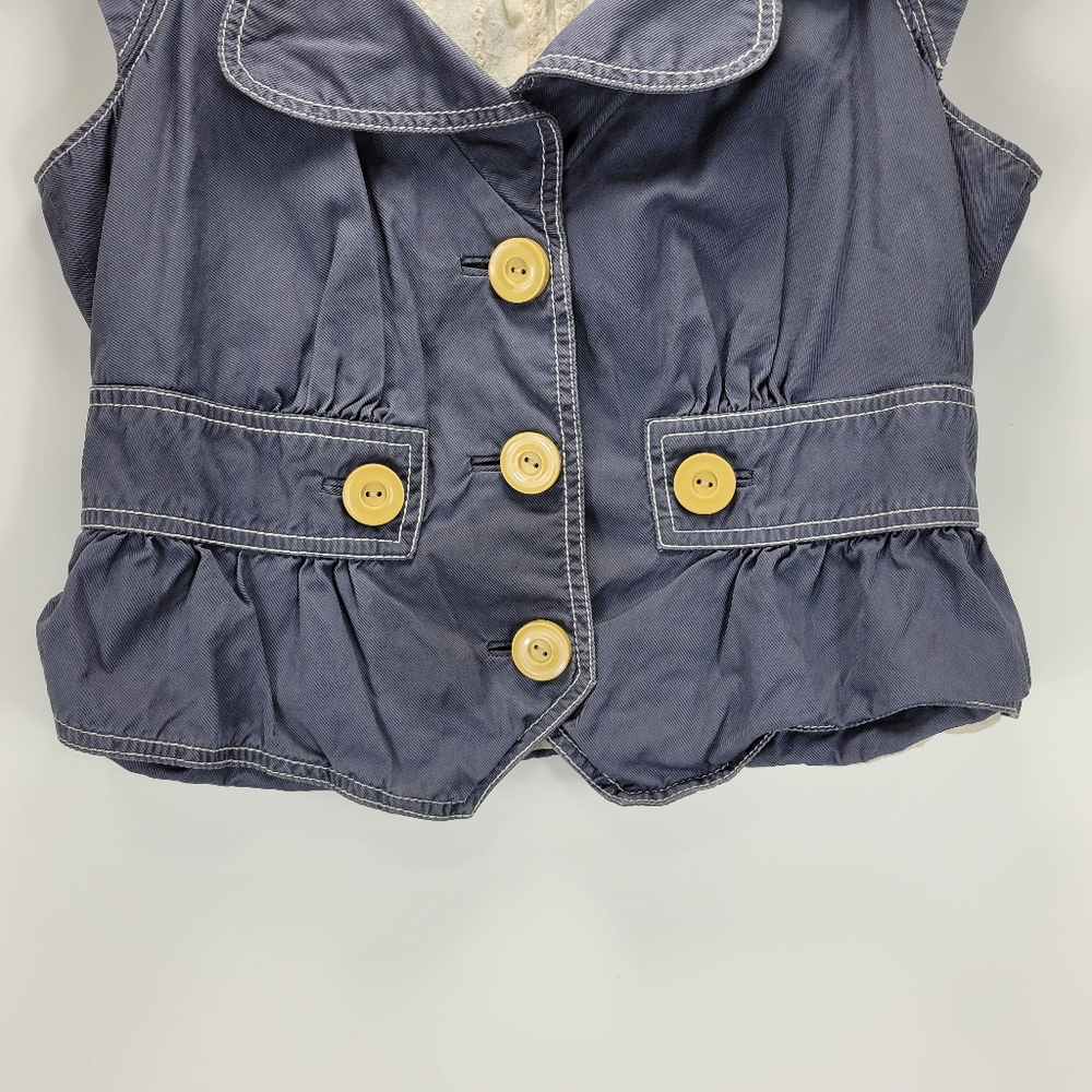 Elevenses Anthropologie Ruffle Button Top Womens 8 Dainty Festival Prairie Boho - Picture 2 of 11